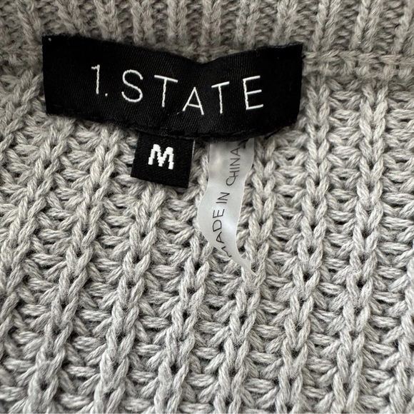 1. STATE Chucky Sweater Colorblock Chevron Knit Crewneck SZ M Burgundy Pink Gray - Picture 4 of 7